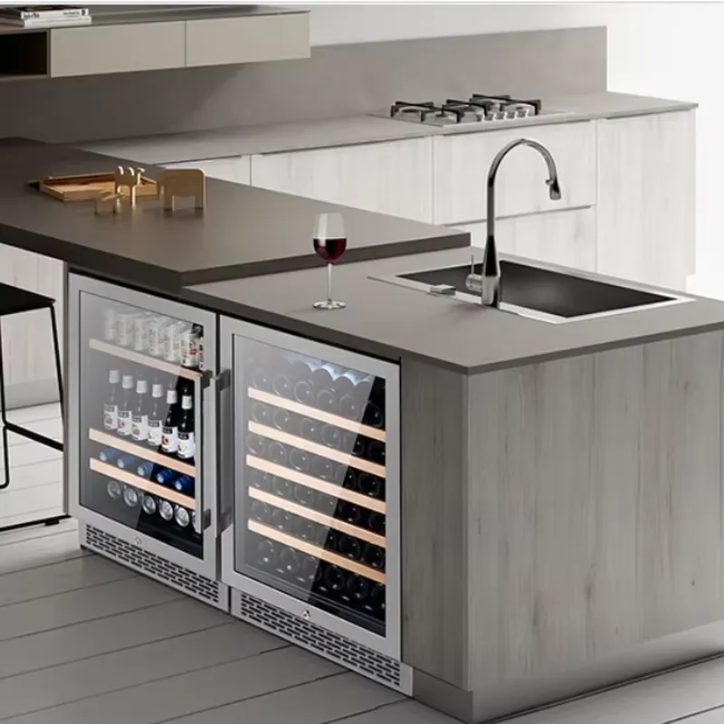 Wine Beer Fridge Cabinet - 48병 와인 냉장고, 이중 유리문 맥주