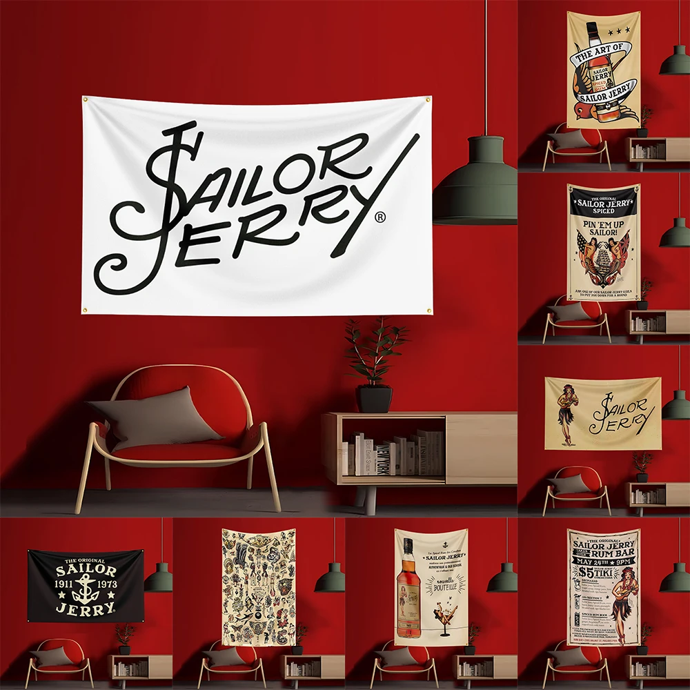 Wine Beer Rum - 90X150CM S-선원 Jerrys 럼 플래그 폴리