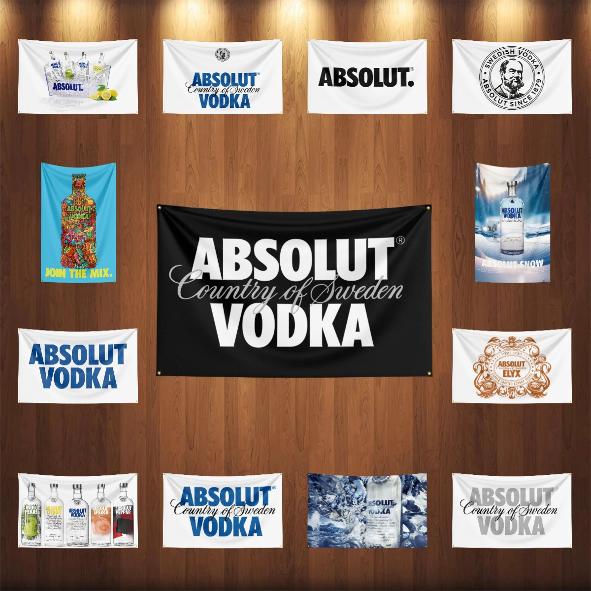 Wine Beer Rum - 3×5ft A-Absolut 보드카 플래그 폴리에스테르 인쇄