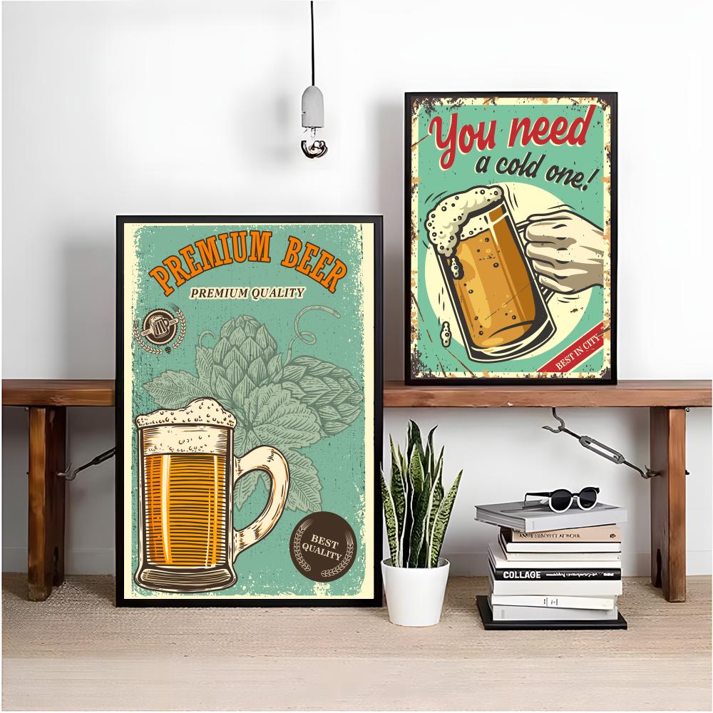 맥주 와인 복고풍 스타일 그림 서예 주름 방지 캔버스  - Wine Beer Photo 리뷰 및 가격